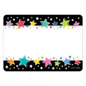 Star Bright Colorful Stars on Black Labels, Pack of 36