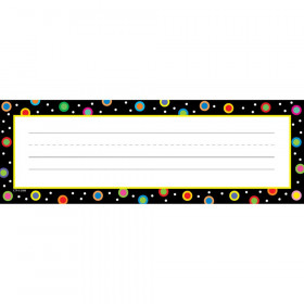 Dots on Black Name Plates, 36/Pack