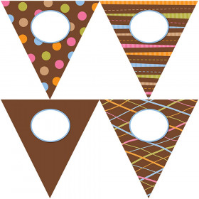 Dots on Chocolate Pennants 10" Jumbo Designer Cut-Outs
