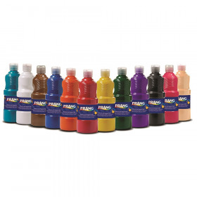Tempera Paint Set, Assorted Colors, 16 oz Bottles, Set of 12