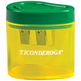 Two Hole Pencil Sharpener, Green/Yellow, 1 Count