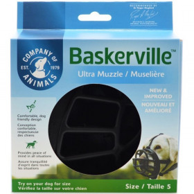 Baskerville Ultra Muzzle for Dogs - Size 5 - Dogs 60-90 lbs - (Nose Circumference 13.7")