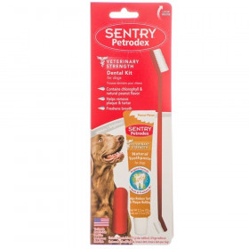 Petrodex Dental Kit for Dogs - Peanut Butter Flavor - 2.5 oz Toothpaste - 8.25" Brush