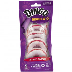 Dingo Ringo Meat & Rawhide Chews (No China Sourced Ingredients) - 5 Pack (2.75" Rings)