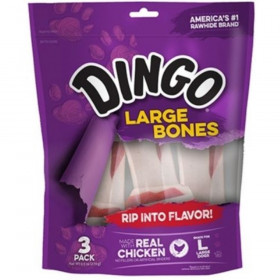 Dingo Meat in the Middle Rawhide Chew Bones - Large - 8.5" (3 Pack)
