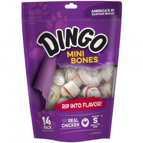 Dingo Meat in the Middle Rawhide Chew Bones - Mini - 2.5" (14 Pack)