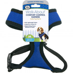 Four Paws Comfort Control Harness - Blue - Medium - For Dogs 7-10 lbs (16"-19" Chest & 10"-13" Neck)