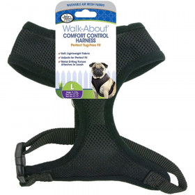 Four Paws Comfort Control Harness - Black - Large - For Dogs 11-18 lbs (19"-23" Chest & 13"-15" Neck)