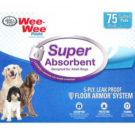 Four Paws Wee Wee Pads - Super Absorbent - 75 Pack - (24"L x 24"W)
