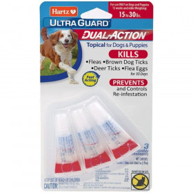 Hartz UltraGuard Dual Action Topical Flea and Tick Prevention for Small Dogs (15 - 30 lbs) - 3 count