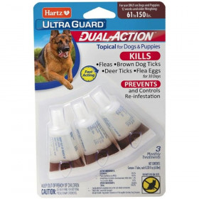 Hartz UltraGuard Dual Action Topical Flea and Tick Prevention for Large Dogs (61 - 150 lbs) - 3 count