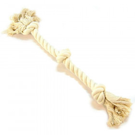 Flossy Chews 3 Knot Tug Toy Rope for Dogs - White - Medium (20" Long)
