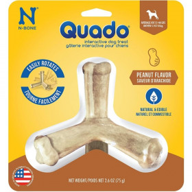 N-Bone Quado Interactive Dog Treat - Peanut Flavor - Average Joe - 1 Pack - Dogs 13-40 lbs - (4.5" Diameter)