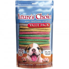 Loving Pets Nature's Choice Rawhide Munchy Stick Value Pack - 100 Pack (5" Assorted Munchy Sticks)