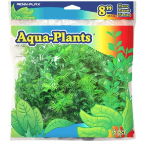 Penn Plax Plastic Plant Pack 8" Green - 6 count