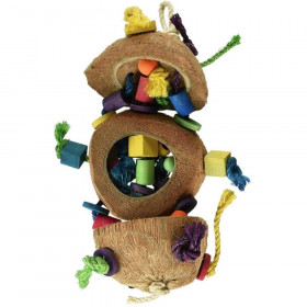 Penn Plax Natural Coconut Bird Kabob with Wood & Sisal - 1 Pack - (Approx. 15in. High)