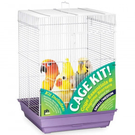 Prevue Square Top Bird Cage Kit - Purple - Small - 1 Pack - (16"L x 16"W x 22"H)