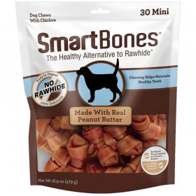 SmartBones Mini Chicken and Peanut Butter Bones Rawhide Free Dog Chew - 30 count