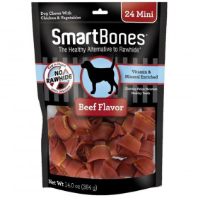SmartBones Beef & Vegetable Dog Chews - Mini - 24 Pack - 2.5" Bones - (5-10 lb Dogs)