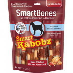SmartBones Smart Kabobz Triple Meat Rawhide Free Dog Chew - 12 count