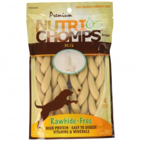 Premium Nutri Chomps Milk Flavor Braid Dog Chews - Small - 4 count