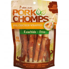 Pork Chomps Premium Real Chicken Wrapped Twists - Mini - 12 count