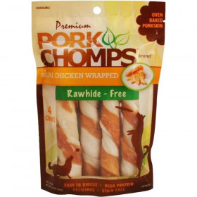 Pork Chomps Premium Real Chicken Wrapped Twists - Large - 4 count