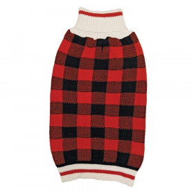 Fashion Pet Plaid Dog Sweater - Red - Medium (14"-19" Neck to Tail)