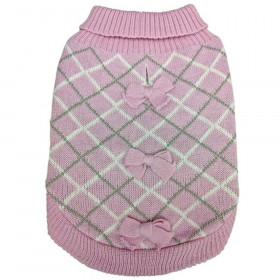 Fashion Pet Pretty in Plaid Dog Sweater Pink - X-Small