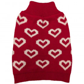 Fashion Pet All Over Hearts Dog Sweater Red - Large