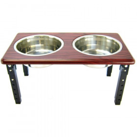 Spot Posture Pro Double Diner - Stainless Steel & Cherry Wood - 2 Quart (8"-12" Adjustable Height)