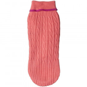 Fashion Pet Cable Knit Dog Sweater - Pink - Medium (14"-19" From Neck Base to Tail)