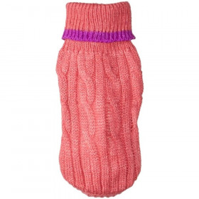Fashion Pet Cable Knit Dog Sweater - Pink - XXX-Small (4" From Neck Base to Tail)
