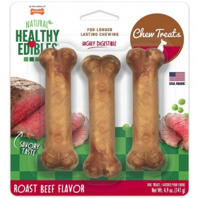 Nylabone Healthy Edibles Wholesome Dog Chews - Roast Beef Flavor - Regular (3 Pack)