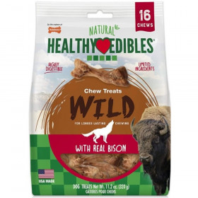 Nylabone Natural Healthy Edibles Wild Bison Chew Treats - Small - 16 Pack