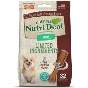 Nylabone Natural Nutri Dent Filet Mignon Dental Chews - Limited Ingredients - Mini - 32 Count