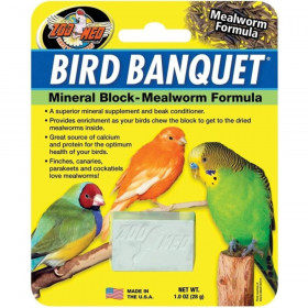 Zoo Med Bird Banquet Mineral Block - Mealworm Formula - Small - 1 Block - 1 oz