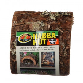 Zoo Med Habba Hut Natural Half Log with Bark Shelter - Small (3.25"L x 4.5"W x 2"H)