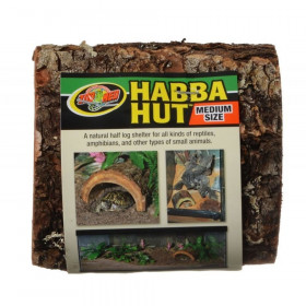 Zoo Med Habba Hut Natural Half Log with Bark Shelter - Medium (5"L x 4.75"W x 2.75"H)