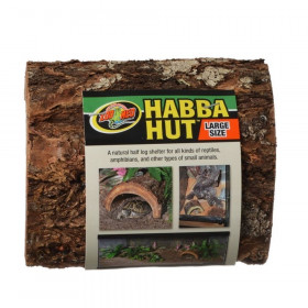 Zoo Med Habba Hut Natural Half Log with Bark Shelter - Large (7"L x 7.5"W x 3.75"H)