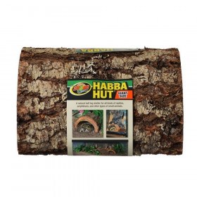 Zoo Med Habba Hut Natural Half Log with Bark Shelter - Giant (11"L x 9.5"W x 5.5"H)