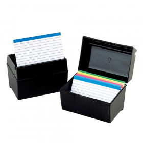 Plastic Index Boxes, 3 X 5, 300 Cards Capacity, Black
