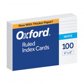 Ruled Index Cards, 4" x 6", White, Pack of 100