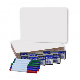 Magnetic Dry Erase Boards (9" x 12"), Colored Pens, and Erasers, 12 of Each