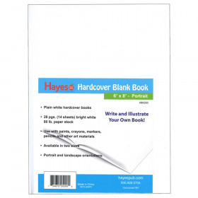 Hardcover Blank Book, White, 28 pages (14 sheets), 6"W x 8"H