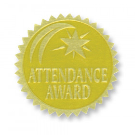 Gold Foil Embossed Seals, Attendance Award, 54 Per Pack
