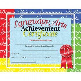 Language Arts Achievement Certificate, 30/pkg