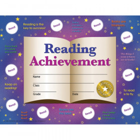 Reading Achievement Certificates and Reward Seals, 8.5" x 11", 30 Certificates