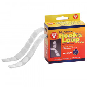 Self-Adhesive Hook & Loop Coins, 5/8", 100 Per Pack