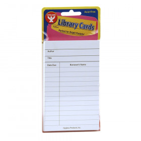 Bright Library Cards, White, 500 count